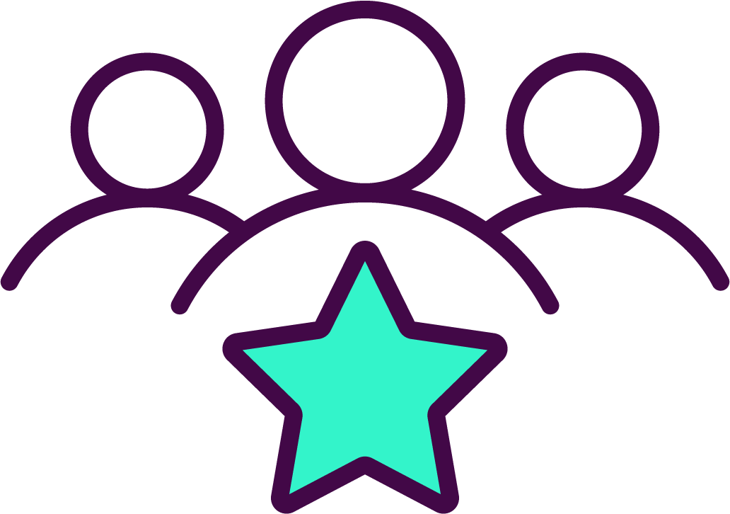 Outline of a star and people icon