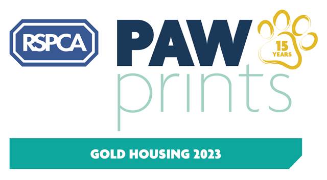 RSPCA Paw Prints gold housing 2023
