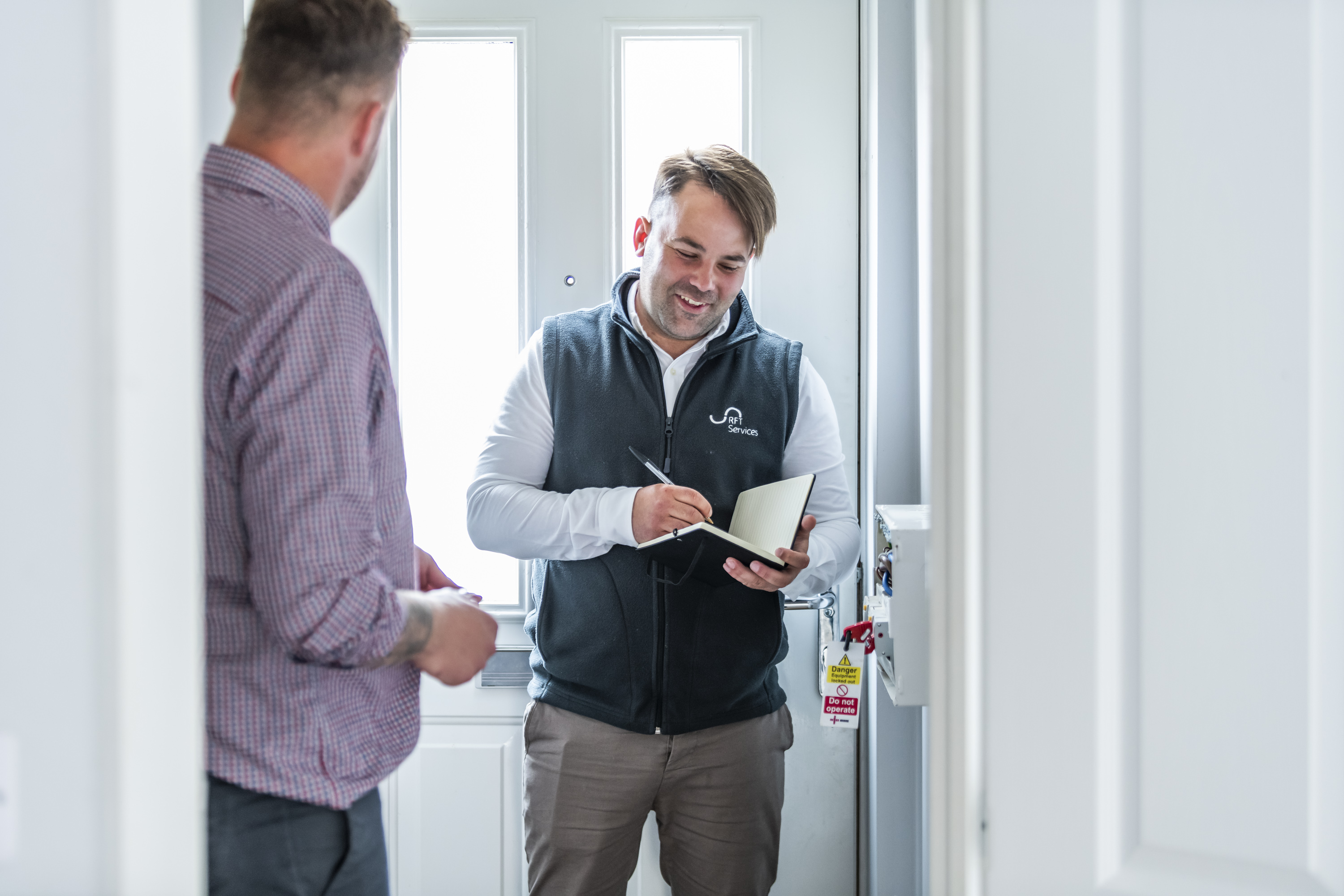 Staff member carrying out safety checks
